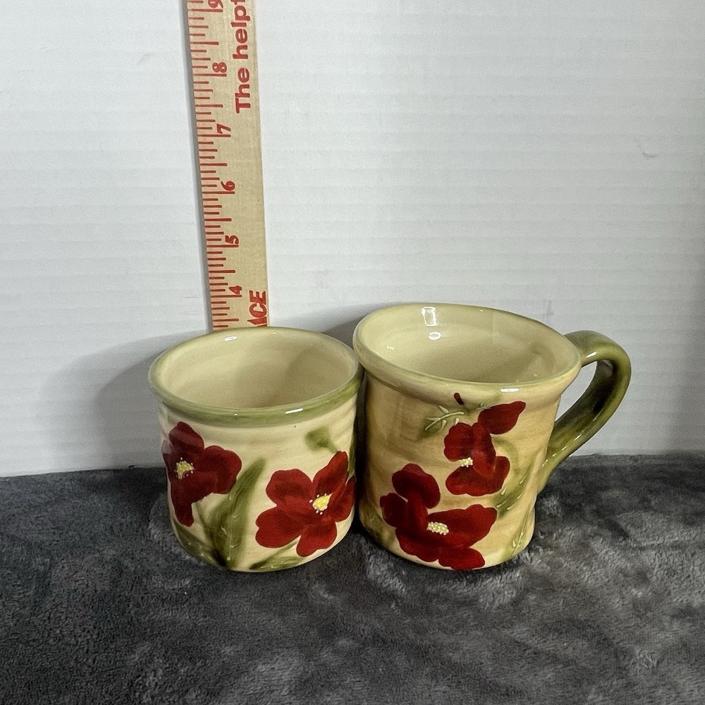 Giftcraft Pottery Oasis Floral Ceramic Teapot & 2 Coffee Mugs Kitchenware Set - Picture 7 of 11